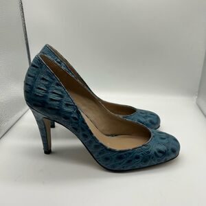 Talbots Crocodile Embossed Leather Pumps in Blue